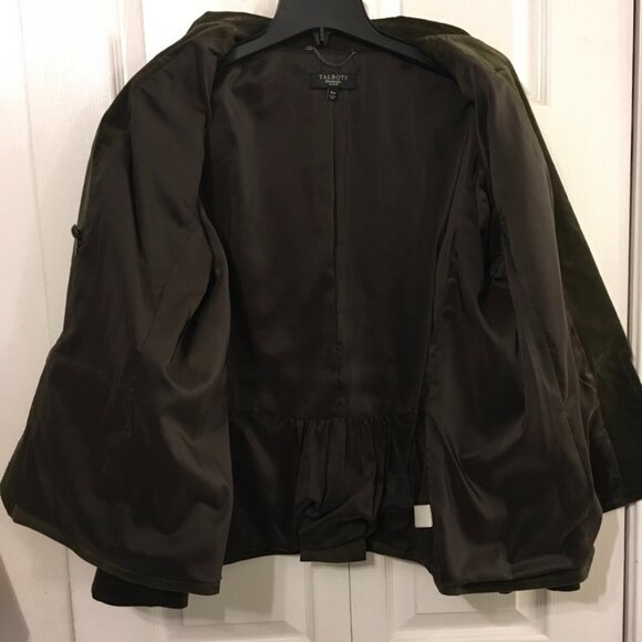 Talbots Dark Olive Green Velvet Blazer 16W - Picture 6 of 8